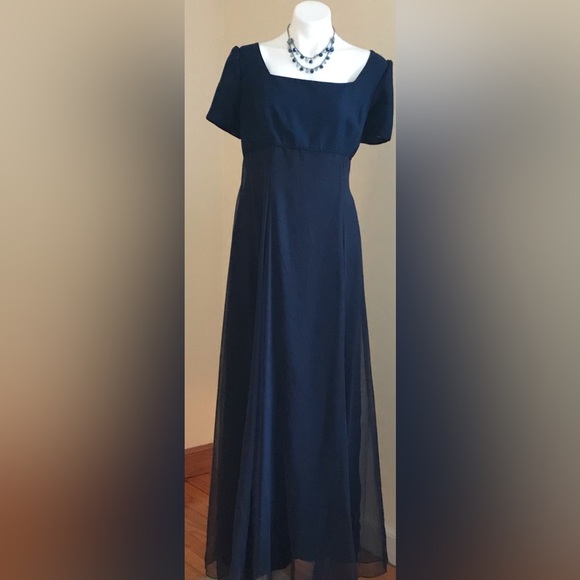 Alfred Angel Maxi Beautiful Navy Blue Gown Sz XL - Picture 14 of 14